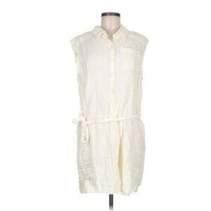 Salty Lemon Cream Cotton Gauze Mini Dress M New Frayed Seams Beachcore  Nautical